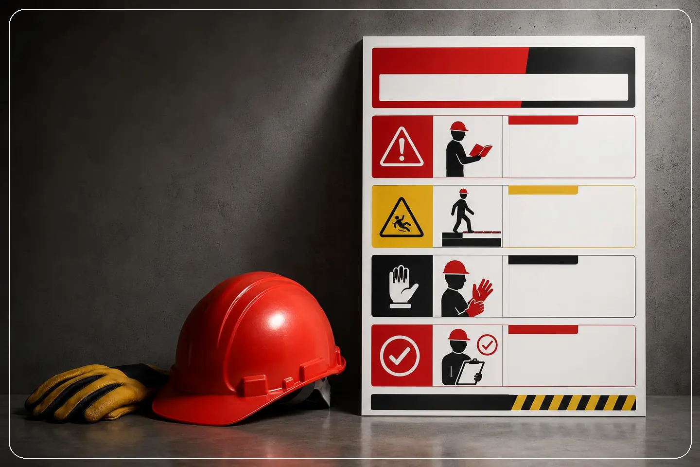 Плакат по охране труда: первый экран с главным фокусом и действием