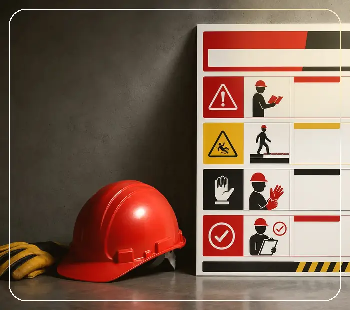 Плакат по охране труда: фрагмент макета где текст и визуал ведут взгляд