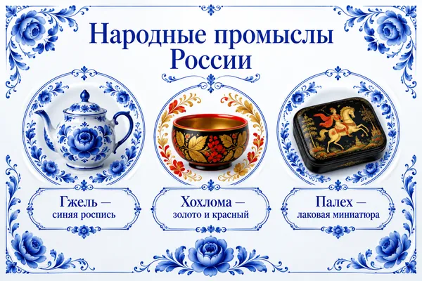 Пример слайда в стиле «Гжель»