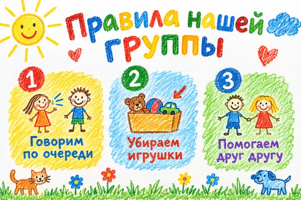 Пример слайда в стиле «Детский рисунок»