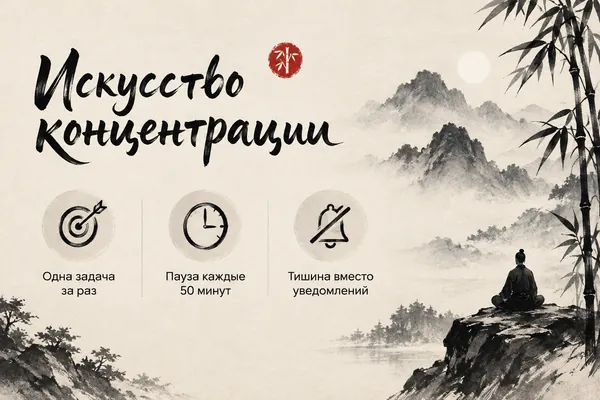Пример слайда в стиле «Тушь и кисть»
