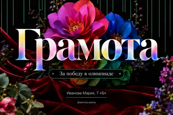 Пример слайда в стиле «Цветы из бумаги на чёрном»