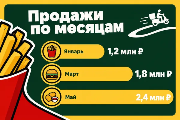 Пример слайда в стиле «Фаст-фуд флэт»