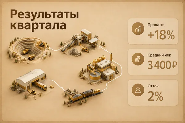 Пример слайда в стиле «Бежевые миниатюры»